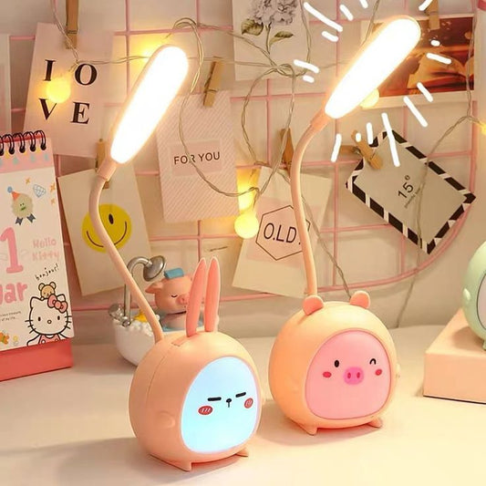 glow & gift Desk Lamps for Study Table - Rechargeable USB Warm Light LED Children Eye Protection Lamps, Desk Lamp for Work from Home Yellow Color Light (Cute Kids Lamp, Plastic, Pack of 1)