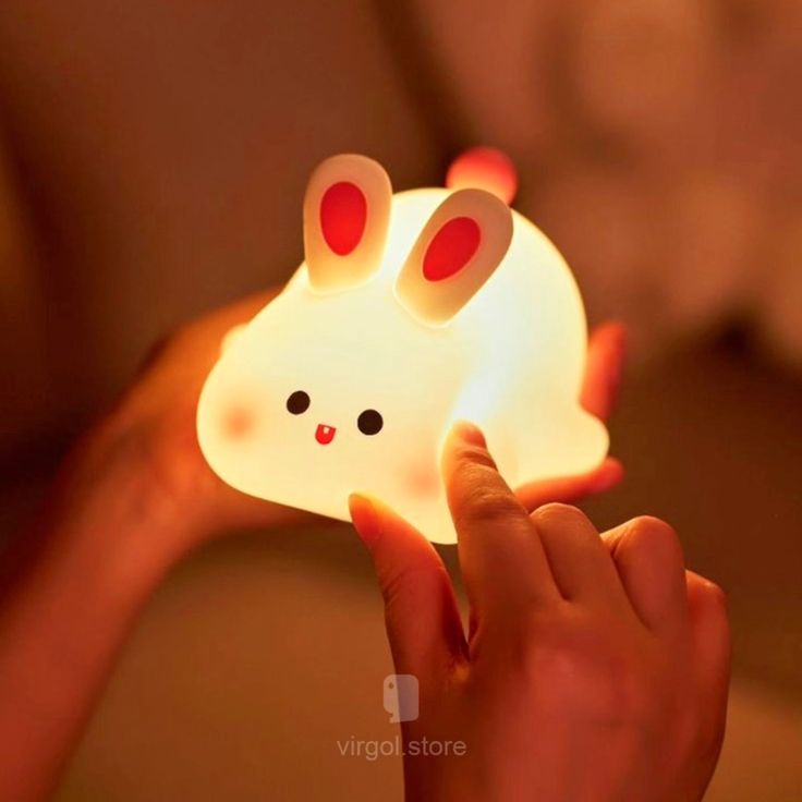 GLOW & GIFT Kids Cute Little Rabbit Night Light Touch Silicone Animal Night Lamp | Rechargeable LED Bedside Lamp for Children's Bedroom | Ideal Gift for Boys, Girls, Toddlers, and Nursery
