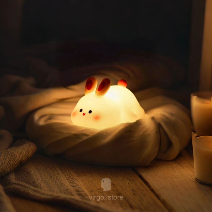 GLOW & GIFT Kids Cute Little Rabbit Night Light Touch Silicone Animal Night Lamp | Rechargeable LED Bedside Lamp for Children's Bedroom | Ideal Gift for Boys, Girls, Toddlers, and Nursery