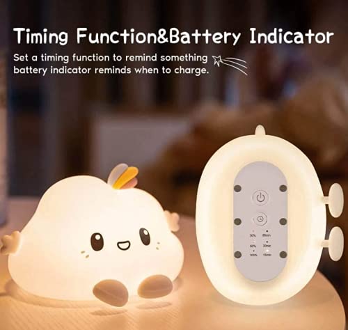 GLOW & GIFT Big Cloud Face Silicone Night Light – 7 Color Changing LED Lamp with Touch Sensor Control | USB Rechargeable, Cute Kids Bedroom Decor & Gift for Babies, Toddlers, and Children