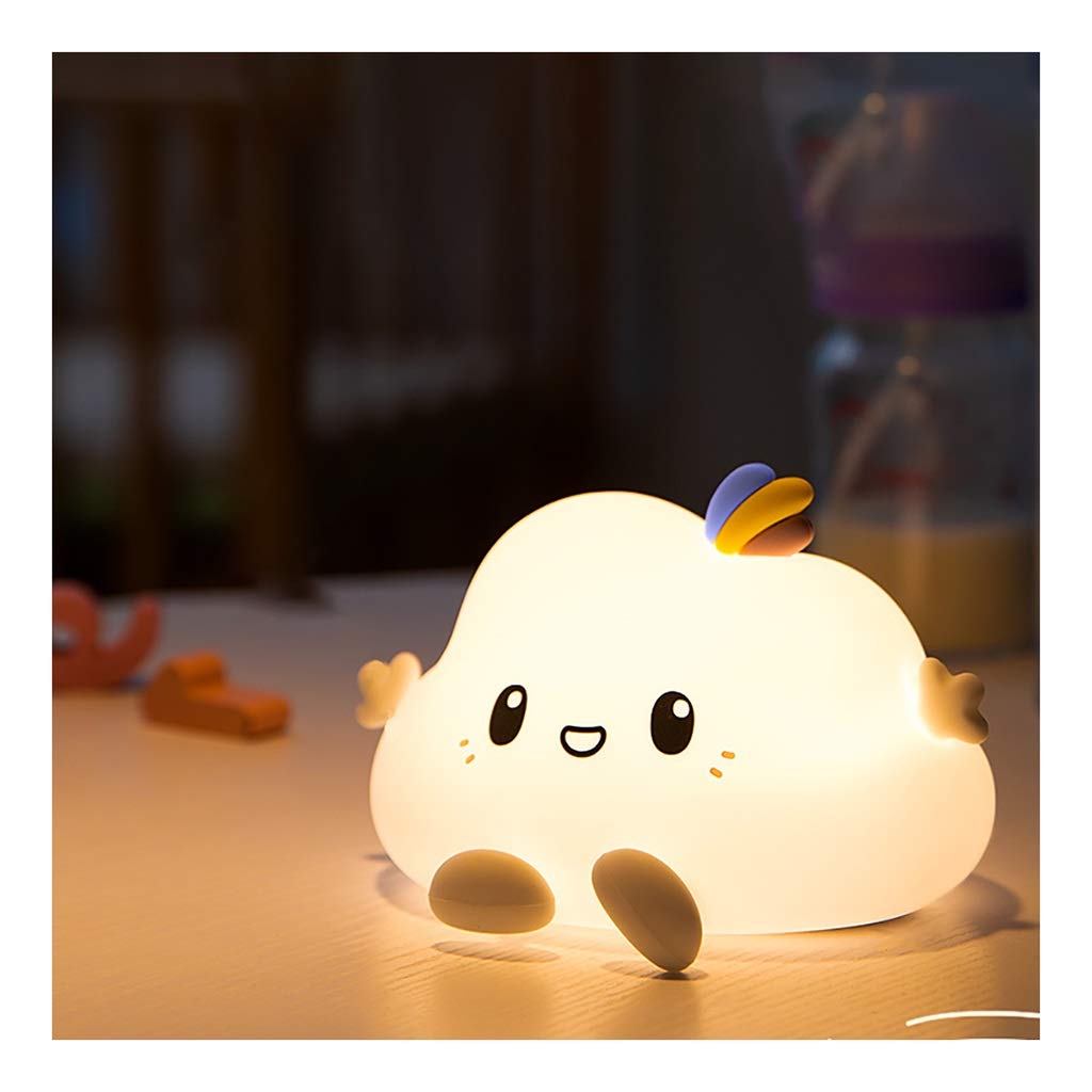 GLOW & GIFT Big Cloud Face Silicone Night Light – 7 Color Changing LED Lamp with Touch Sensor Control | USB Rechargeable, Cute Kids Bedroom Decor & Gift for Babies, Toddlers, and Children