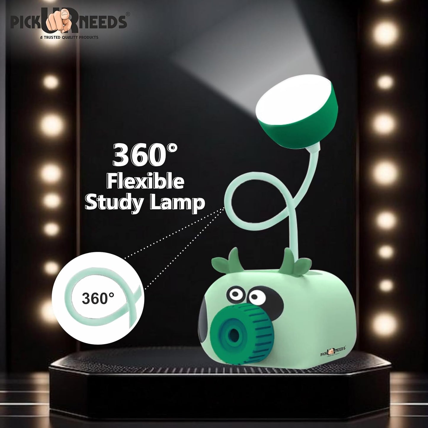 GLOW & GIFT Rechargeable Mini Study Table LED Desk Lamp Piggy Pen Holder Pencil Sharpening USB Charging Children's Eye Protection Night Light (Blue) Visit the Pick Ur Needs Store