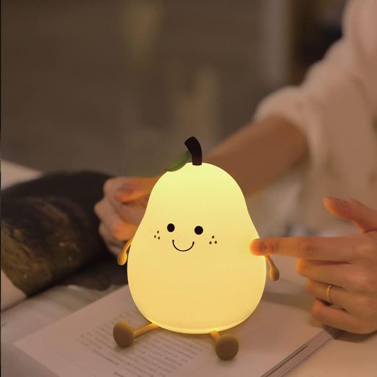 GLOW & GIFT Rechargeable Silicone Pear Night Lamp – Touch-Control Color-Changing LED Light (7color) for Kids' Bedroom Decor and Ideal Baby Gift (Multicolor)