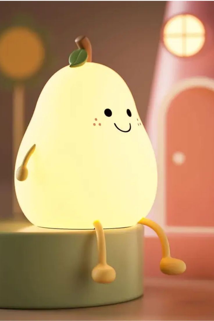 GLOW & GIFT Rechargeable Silicone Pear Night Lamp – Touch-Control Color-Changing LED Light (7color) for Kids' Bedroom Decor and Ideal Baby Gift (Multicolor)