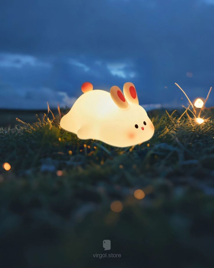 GLOW & GIFT Kids Cute Little Rabbit Night Light Touch Silicone Animal Night Lamp | Rechargeable LED Bedside Lamp for Children's Bedroom | Ideal Gift for Boys, Girls, Toddlers, and Nursery