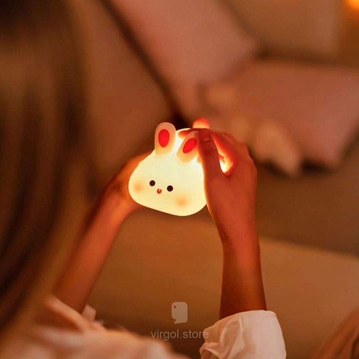 GLOW & GIFT Kids Cute Little Rabbit Night Light Touch Silicone Animal Night Lamp | Rechargeable LED Bedside Lamp for Children's Bedroom | Ideal Gift for Boys, Girls, Toddlers, and Nursery