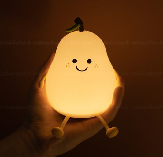 GLOW & GIFT  Rechargeable Silicone Pear Night Lamp – Touch-Control Color-Changing LED Light (7color) for Kids' Bedroom Decor and Ideal Baby Gift (Multicolor)